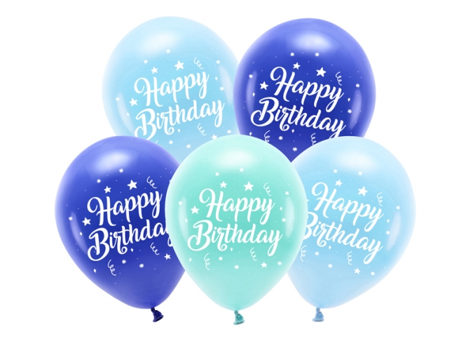 Комплект 5 бр. сини балони с надпис Happy Birthday /Pd/