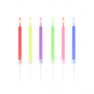 Свещички за рожден ден с цветни пламъци, 6 бр. в опаковка /Pp/