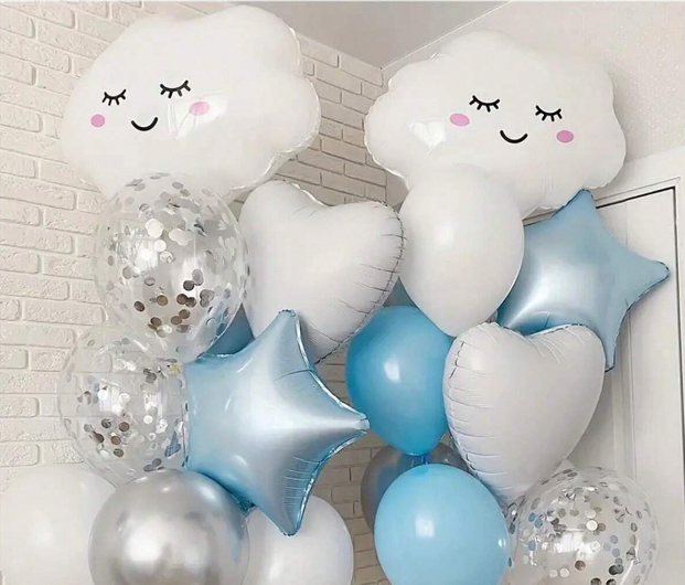 Комплект 22 бр. балони в синьо и бяло Облак, бебе, момче /Ch/