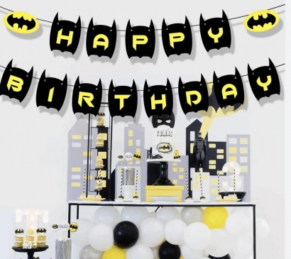 Банер гирлянд Батман, Happy Birthday, 2,5м. /Pe/