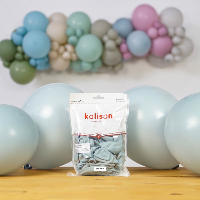 Балон цвят буреносно син / Storm, Калисан, диаметър 30 см, 10 бр. в пакет