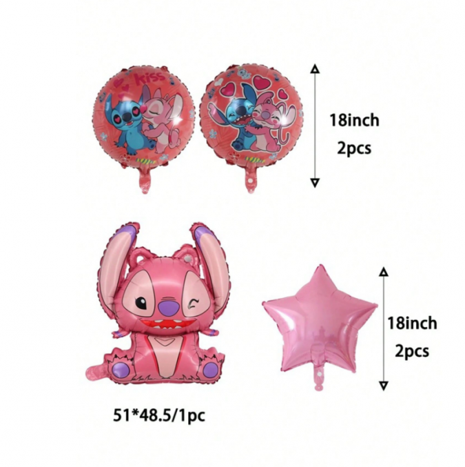 Комплект 5 бр. фолиеви балони Ейнджъл и Стич /Ch/