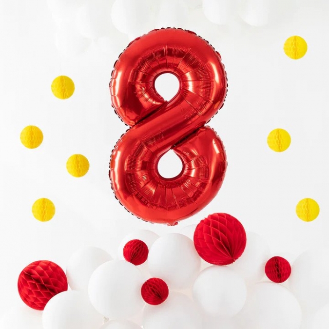 Висяща декорация - топка тип пчелна пита, ф 20 см, цвят червен  /Pp/