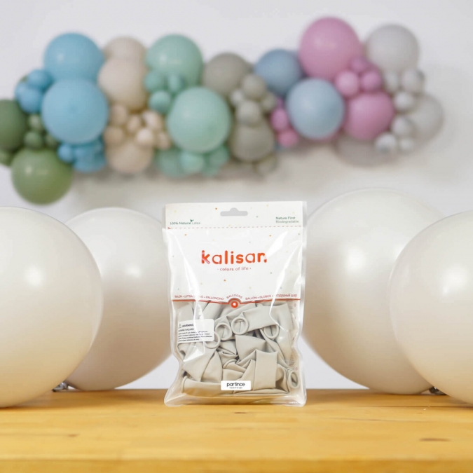 Балон цвят сив дим / Smoke, Калисан, диаметър 30 см, 10 бр. в пакет