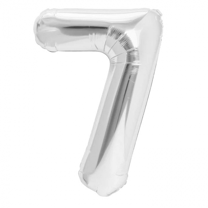 Фолиев балон цифра 6, цвят сребърен, 40см /Pp/