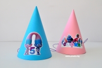 Персонализирана парти шапка Тролчета, 3 бр. в пакет