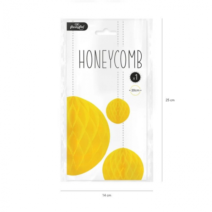 Висяща декорация - топка тип пчелна пита, ф 20 см, цвят жълт  /Pp/
