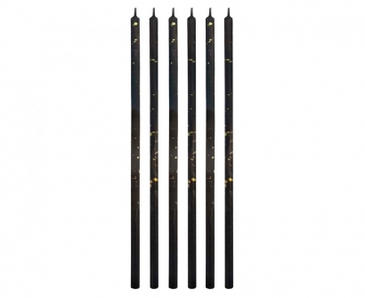 Свещички, черни с брокат, 6 бр. в опаковка /Gd/
