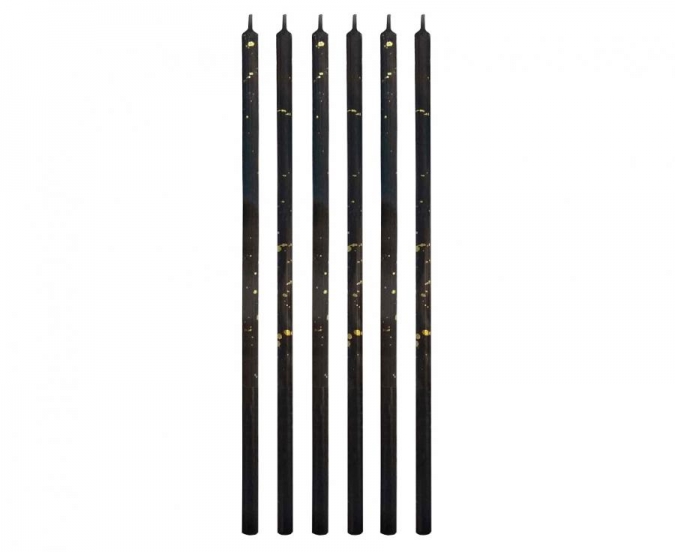 Свещички, черни с брокат, 6 бр. в опаковка /Gd/
