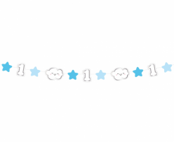 Банер гирлянд за декорация с текст First Birthday / Първи рожден ден, 1,20 м дължина, цвят син момче /Gd/