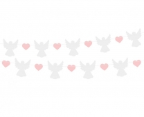 Гирлянд за декорация от Ангели и сърца в розово, кръщене, 1,50 м. /Gd/