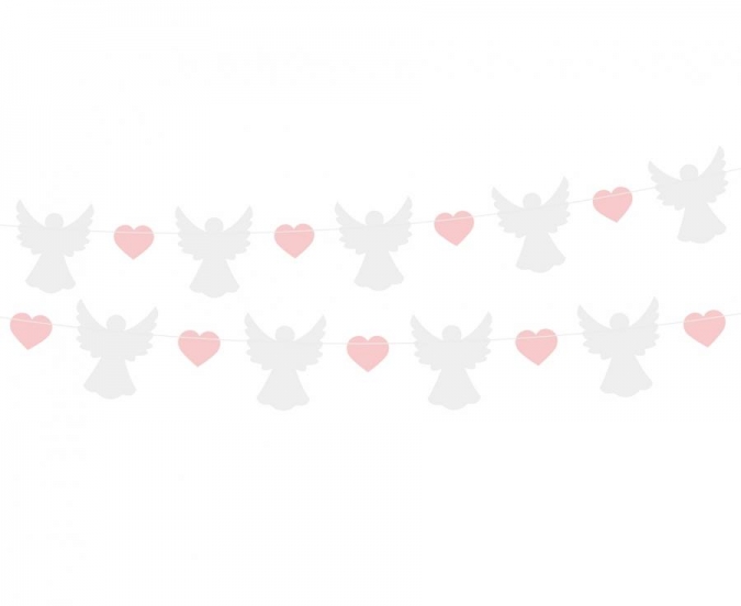 Гирлянд за декорация от Ангели и сърца в розово, кръщене, 1,50 м. /Gd/