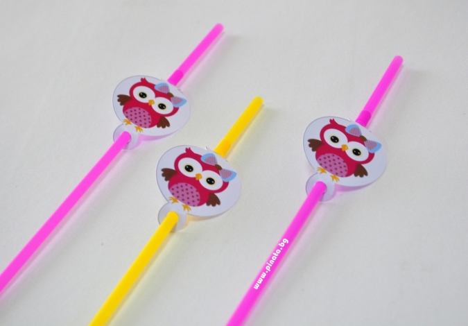 Парти сламки с облър Бухал, 10 бр. в пакет