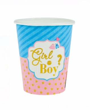 Парти чашки BOY or GIRL, за разкриване на пола, 6 бр. /Mb/