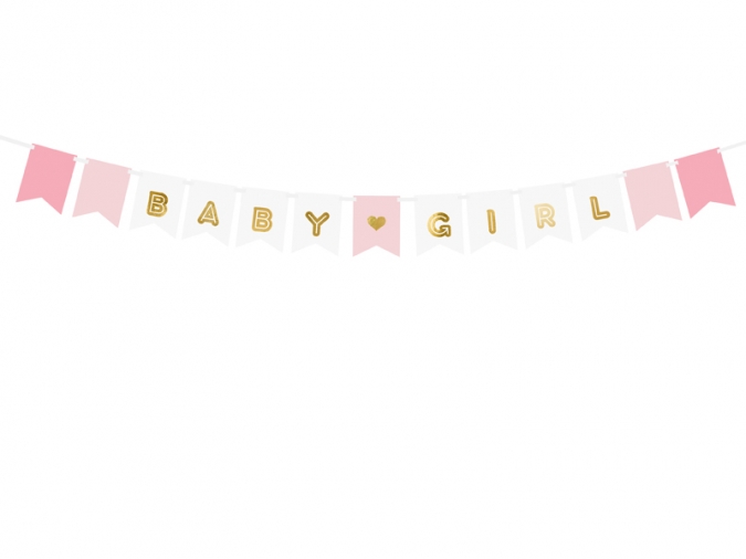 Банер гирлянд за Бебе Момиче с надпис Baby Girl, 1,75 м