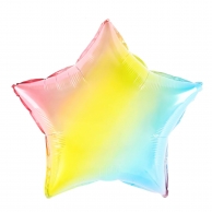 Фолиев балон звезда в преливащи пастелни цветове тип дъга, 45 см, /Pp/
