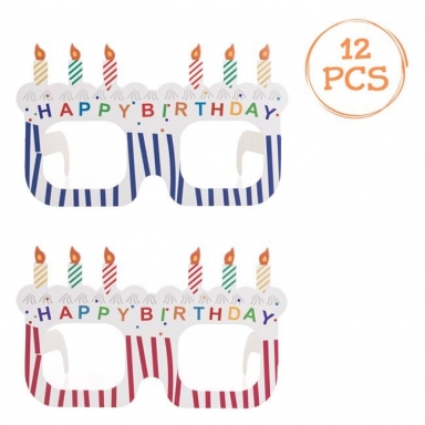 Парти очила Happy Birthday с разноцветни свещички, 12 бр. в пакет /mb/