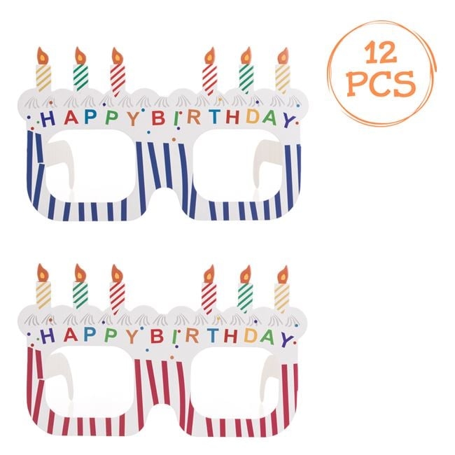 Парти очила Happy Birthday с разноцветни свещички, 12 бр. в пакет /mb/