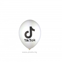 К-кт балони с печат Тик Ток, 26 см. диаметър, 10 бр. в опаковка, цвят бял /Gx/