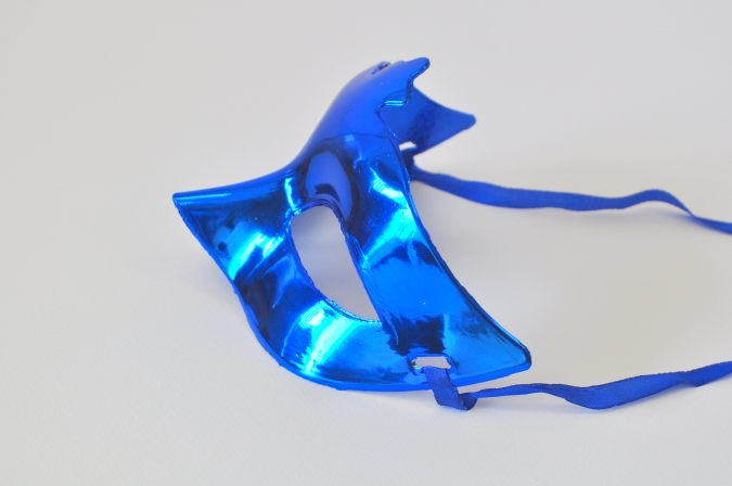 Синя карнавална маска, домино, 19х7см /Tr/