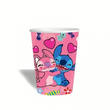 Хартиена чашка 240 мл Стич и Ейнджъл, 10 бр. в пакет /Gx/