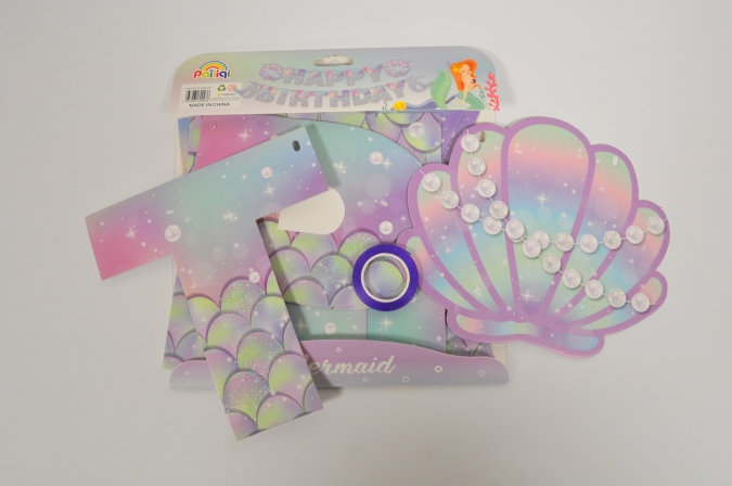 Банер гирлянд Русалка, Happy Birthday, 2,5м. /Gx/