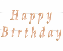 Банер гирлянд за декорация с текст Happy Birthday, 2,0 м дължина с блестящи букви цвят розово злато /Gd/