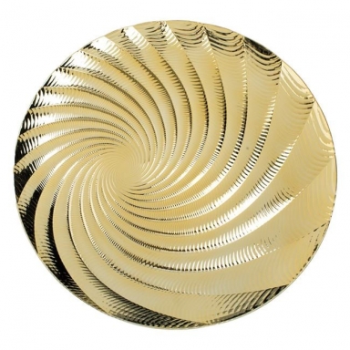 Коледно декоративно кръгло плато в златисто с дизайн на мида, 33 см /Mb/