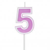 Свещичка цифра 5, цвят лилав пастел /Mb/