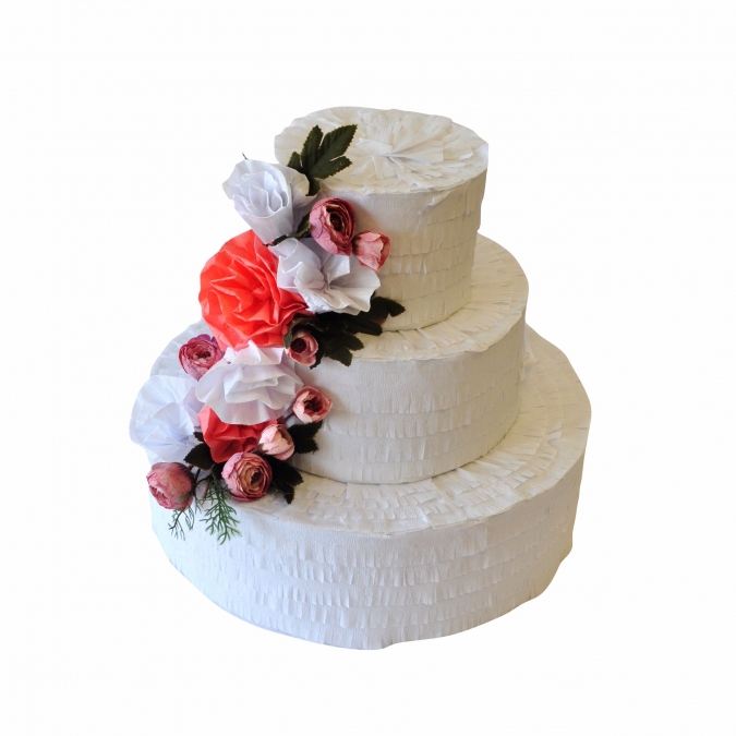 Пинята Сватбена торта с флорална декорация / Wedding Pinata Cake