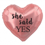 Фолиев балон Сърце с надпис She said Yes, 35 см /Mb/