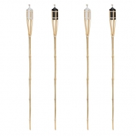 Комплект от 4 бамбукови факли с контейнер, бял и черен, 120 см /Mb/