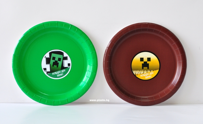 Персонализирана хартиена парти чинийка Майнкрафт, 6бр. пакет