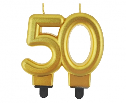 Свещичка за рожден ден, металик цвят злато, юбилей 50 години /Gd/