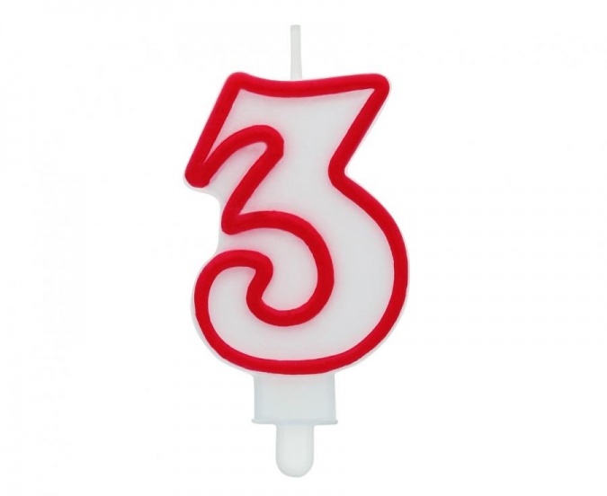 Свещичка цвят бяло и червено, цифра 0 /Gd/