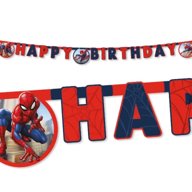 Банер гирлянд с текст Happy Birthday Спайдърмен, 1,80 м дължина