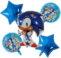 Комплект 5 бр. фолиеви балони Соник /Pe/