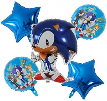 Комплект 5 бр. фолиеви балони Соник /Pe/