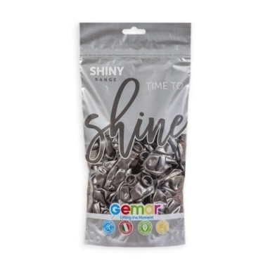 Балон хром, цвят сив, диаметър 33 см, 50 бр., Gemar GB120 #090 /UK/