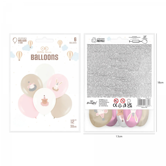 Пастелно розови латексови балони, Бебе момиче, комплект от 6 броя /Pp/