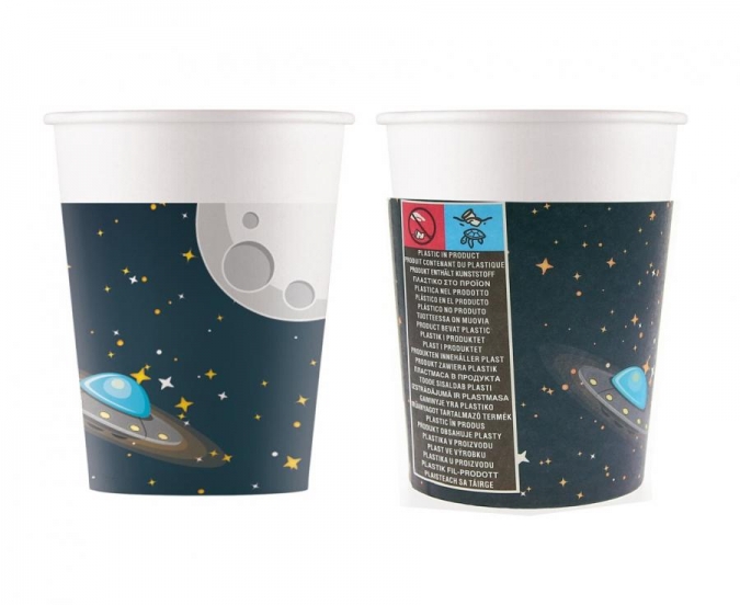 Хартиена парти чашка Космос 200 мл, пакет 8бр. /Gd/
