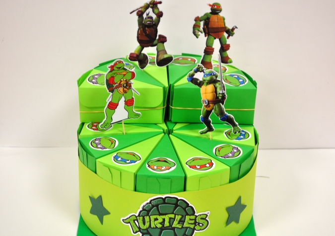 3Д Хартиена торта с декорация и персонализация Костенурките Нинджа
