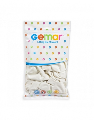 Балон цвят бял / White, диаметър 26 см, 100 бр. в пакет, Gemar G90 #001