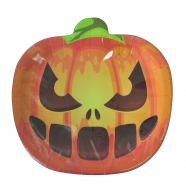Хартиена парти чинийка Тиква, Хелоуин, 19,5 см. диаметър, 6 бр. в опаковка /mb/