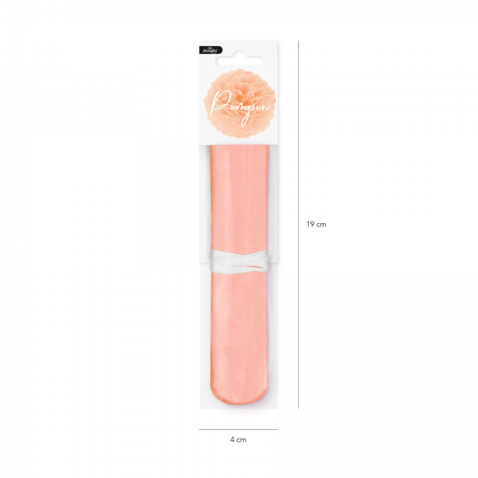 Помпон от тишу хартия цвят праскова 15 см /Pp/