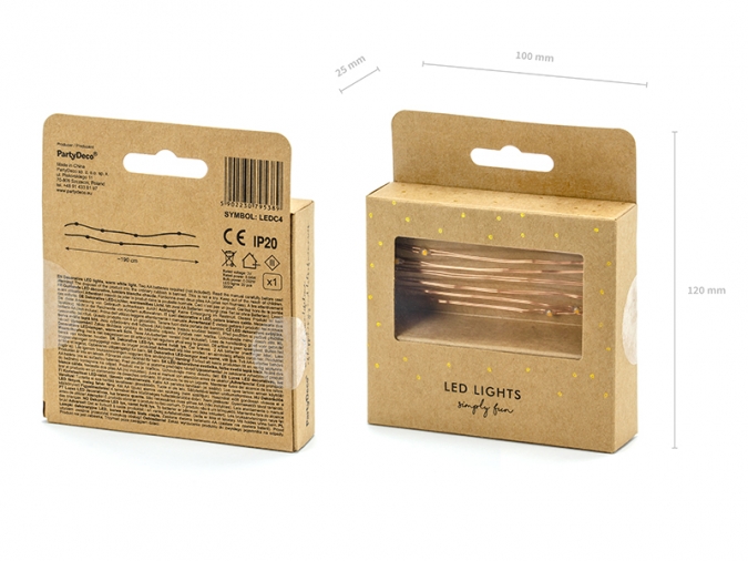 LED лампички за декорация, 1,90м,  цвят медено злато /Pd/