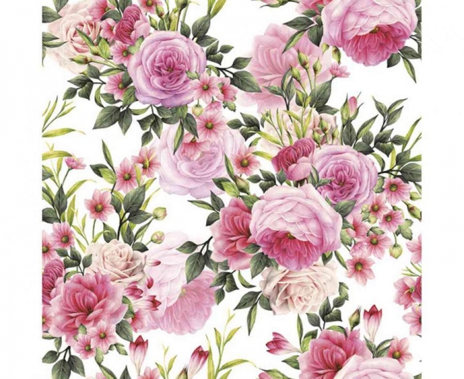 Парти салфетки Рози, флорални 33х33 см, 20бр. в пакет /Gd/