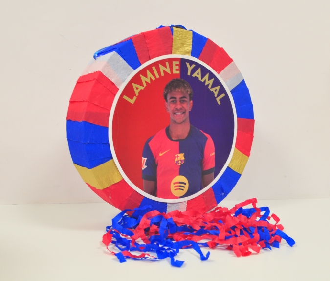 Пинята Ламин Ямал Барселона, две лица 40х40 см