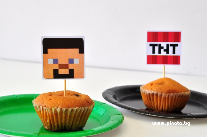 Топер за мъфини Майнкрафт, 6 бр. в опаковка
