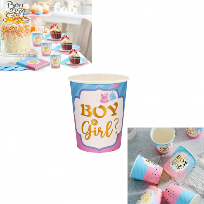 Парти чашки BOY or GIRL, за разкриване на пола, 10 бр. /Km/